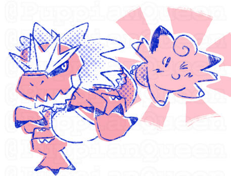 Tyrantrum and Clefairy (Pokemon). A commission like this would be $15.